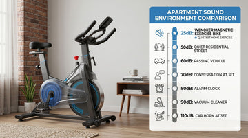 Eine Dezibel-Vergleichstabelle, die zeigt, wie leise Magnet-Heimtrainer im Vergleich zu alltäglichen Haushaltsgeräuschen abschneiden