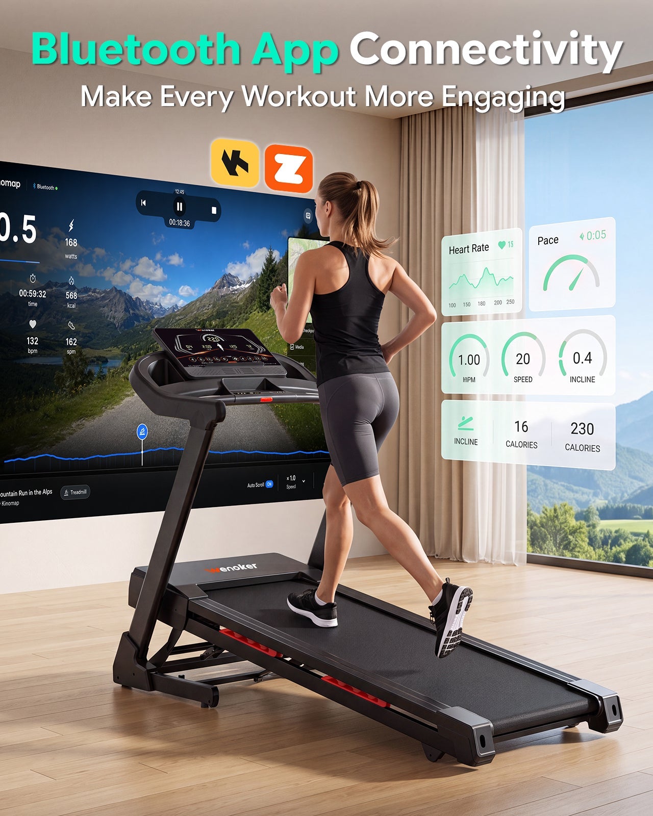 Wenoker klappbares Laufband mit Steigung X-T510M (Vorbestellung Versand ca. 8/15.)