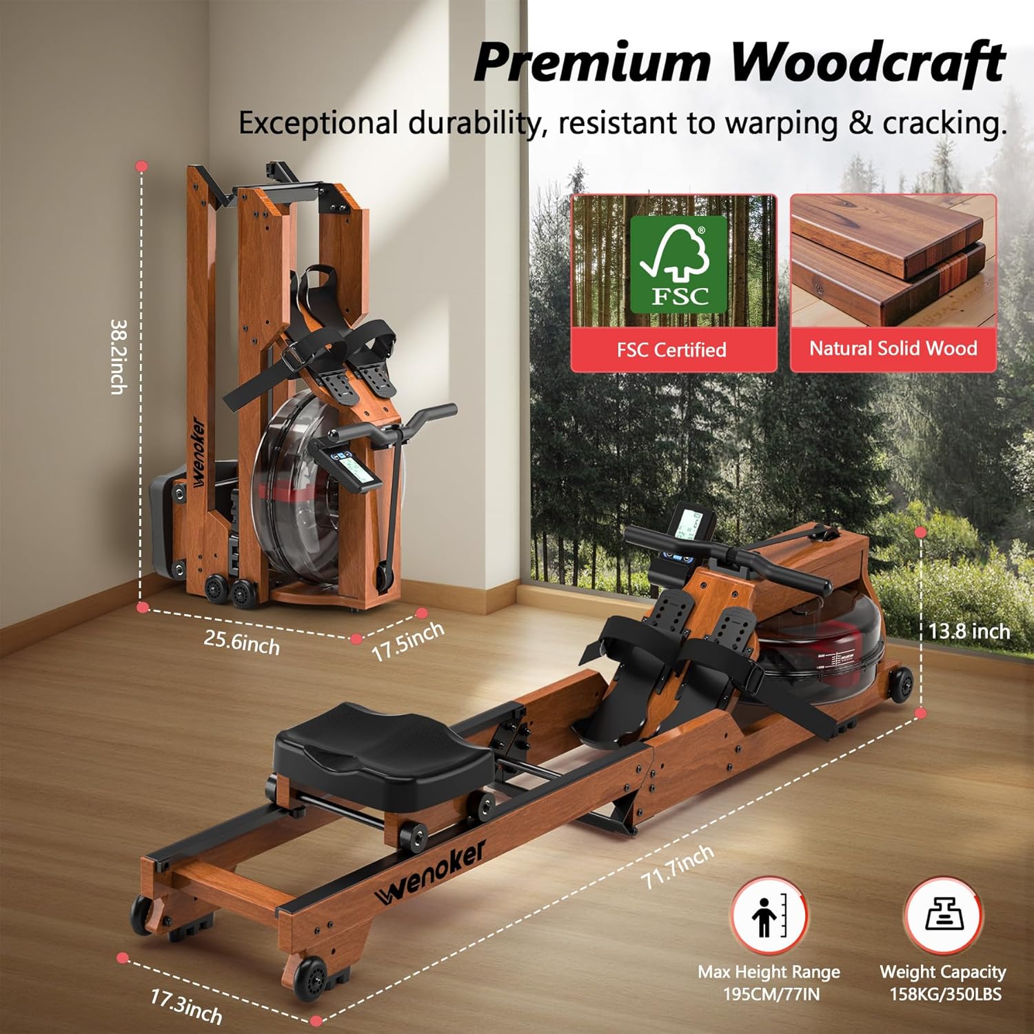 Wenoker Wasserwiderstand Holz-Rudergerät RW623-50