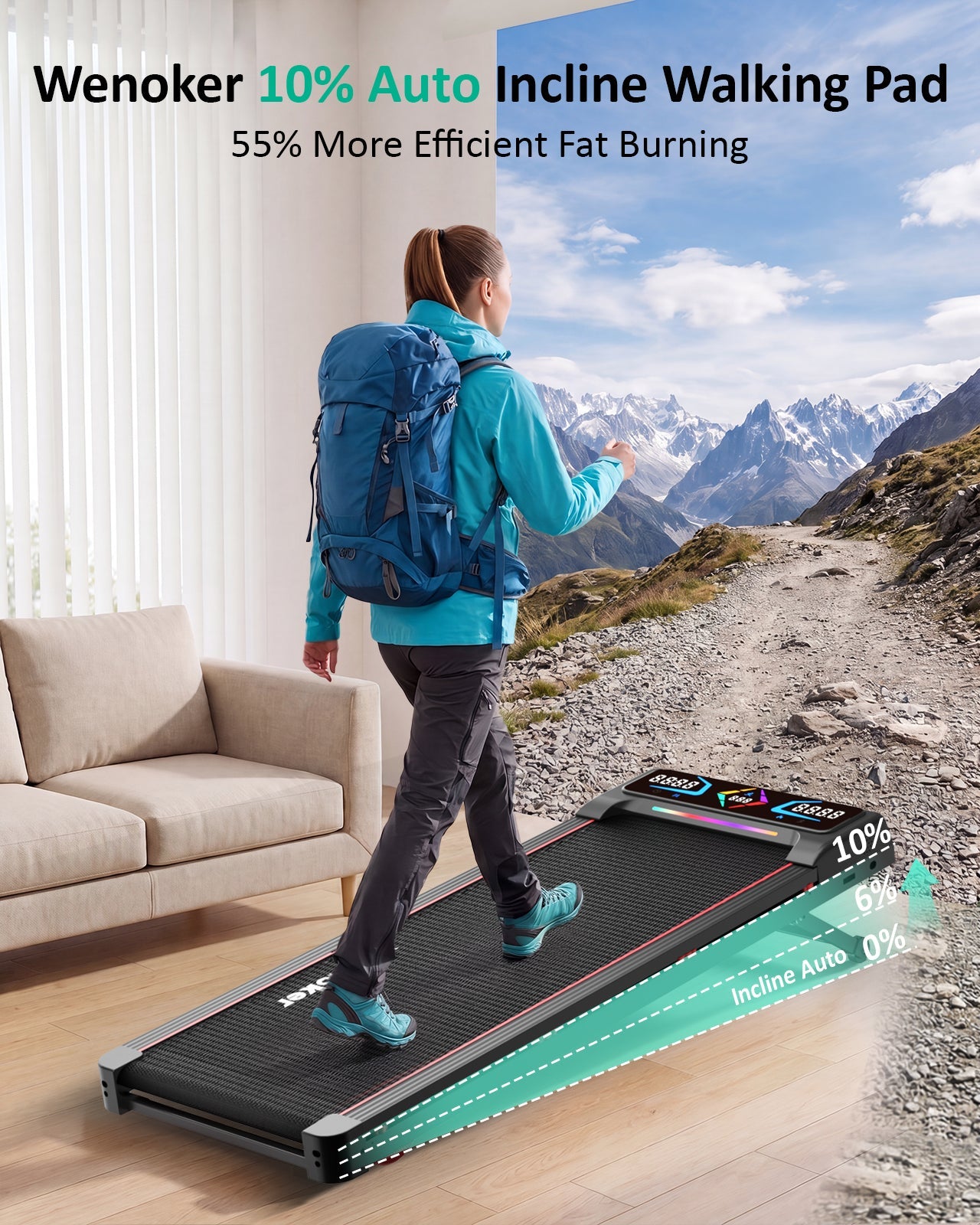 Wenoker A8 Walking Pad mit Steigung
