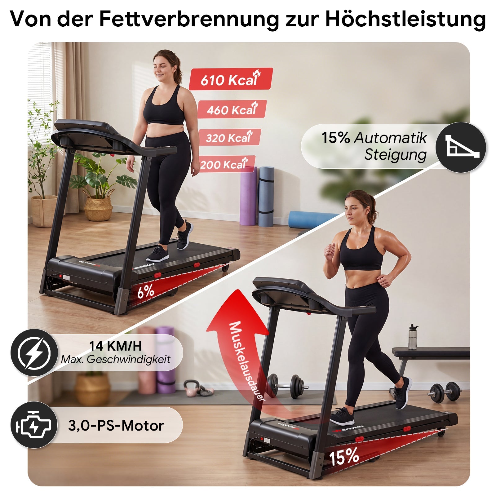 Wenoker X-T420 Klappbares Laufband mit Steigung